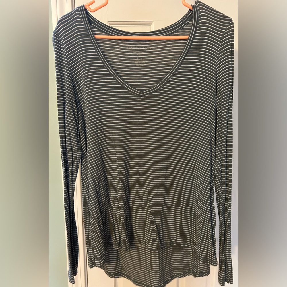 Women’s Small American Eagle Soft & Sexy long Sleeve Striped Shirt